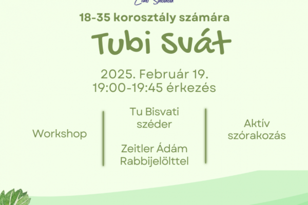 Tu BiSváti workshop, rabbi tanítás és finomságok a Rumbachban